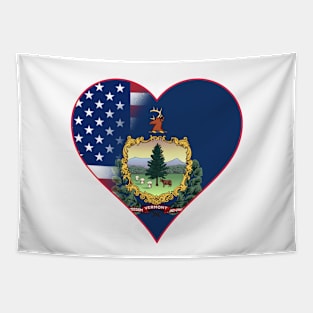State of Vermont Flag and American Flag Fusion Design Tapestry