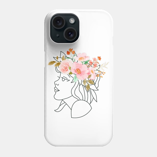 Floral Lady Portrait Phone Case by GoodyL