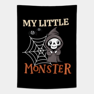 My Little Monster Funny cute Scary skull Halloween cute scary little skull Tapestry