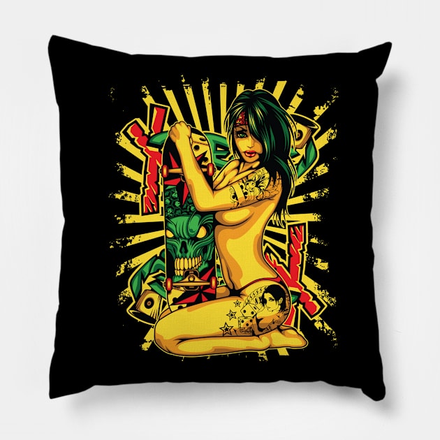 Sexy Pin Up Girl Nude Art for Adults Pillow by XOZ