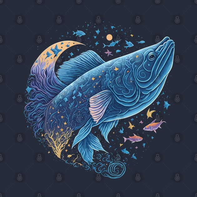 Fish in the Ocean at Night Time by ElMass