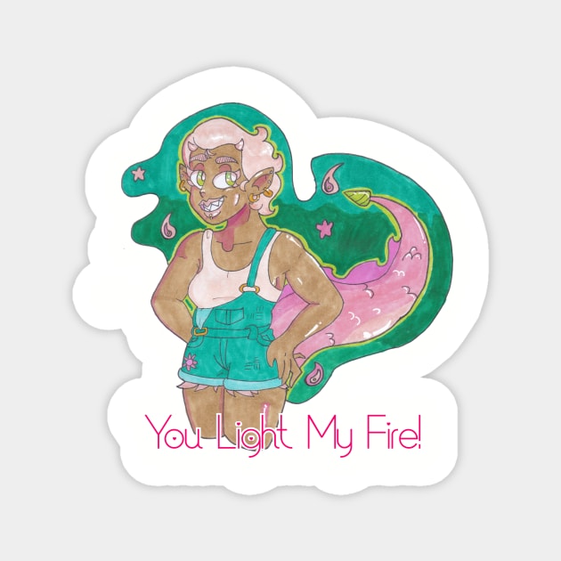 Dragon Girl Pun Up! Magnet by The Beautiful Egg