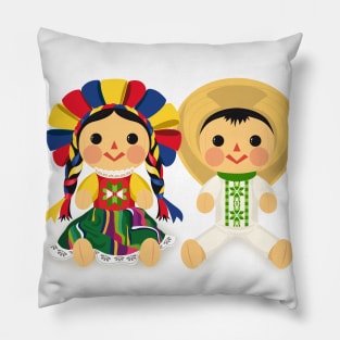 Mexican María Dolls. Mexican Otomi Dolls. Traditional Mexican Rag Dolls Pillow