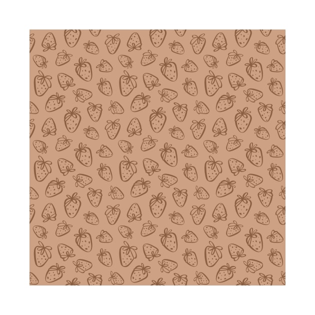 Cute Strawberry Print Strawberries Outline Pattern Light Tan by sziszigraphics