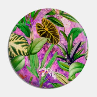 Stylish Tropical floral leaves and foliage botanical illustration, botanical pattern, tropical plants, pink purple leaves pattern over a Pin