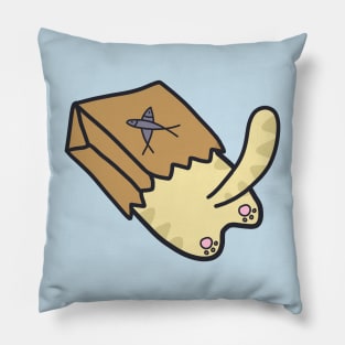 cute silly cat in paperbag design Pillow