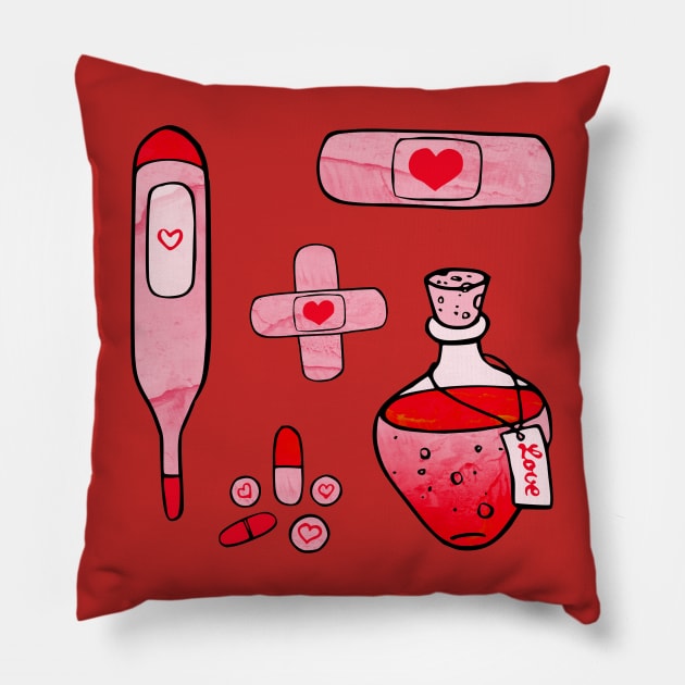 First Aid Kit Red Pillow by Olooriel