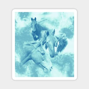 Horses and surreal mist in shades of blue Magnet