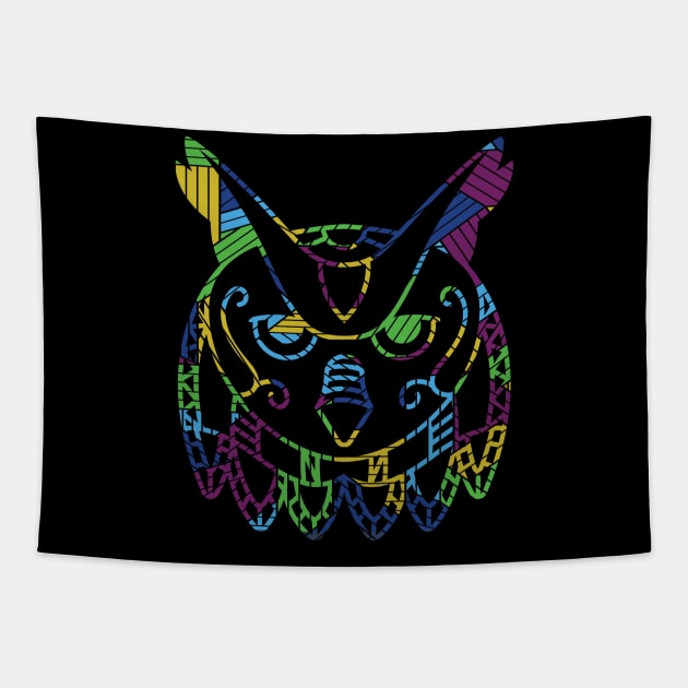 Funny owl colorful t-shirt Tapestry by thefriendlyone