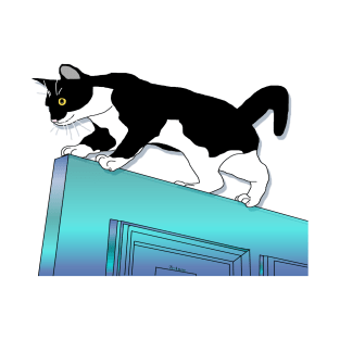 CUTE Tuxedo Cat The door walker  Copyright TeAnne T-Shirt