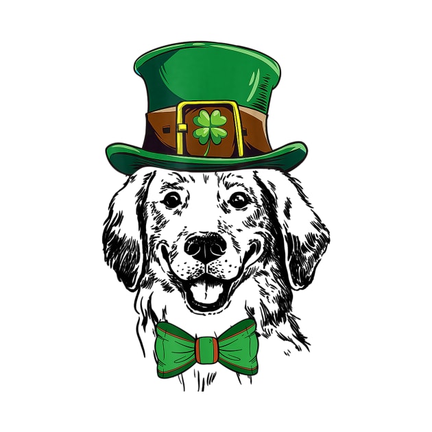 Golden Retriever Leprechaun St Patricks Day by Rojio