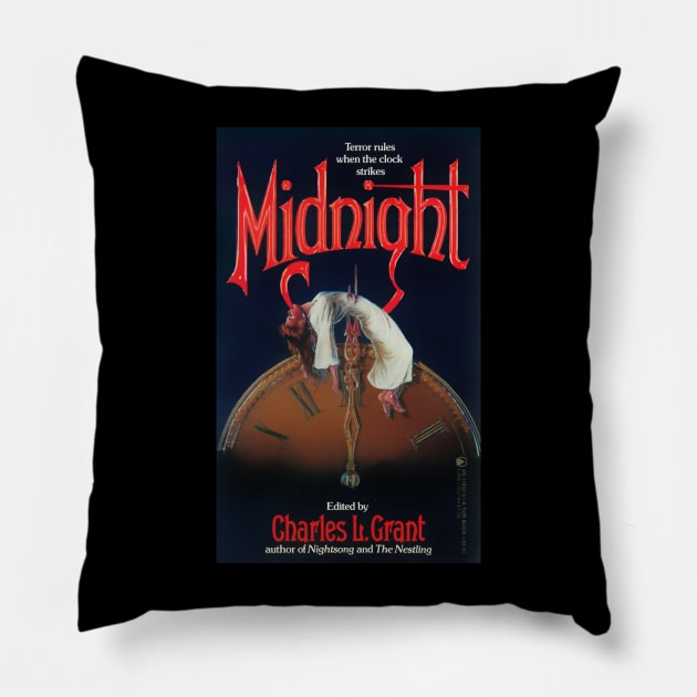 Midnight 1980s book cover Pillow by Psychosis Media