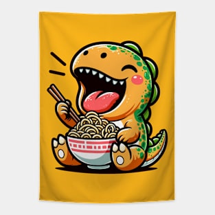 Sweet Dino Eating Ramen Tapestry