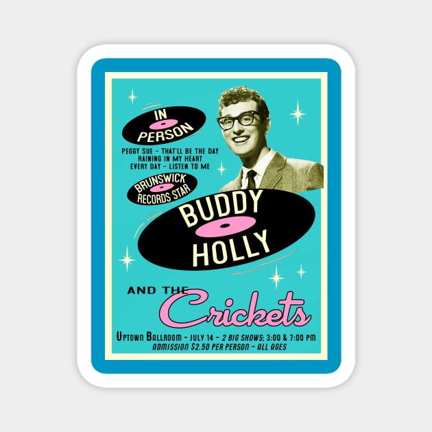 Buddy Holly In Person (Teal) Magnet by Vandalay Industries