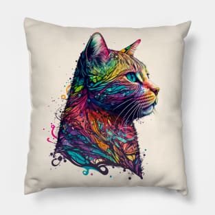 Cat Face Colorful Pillow