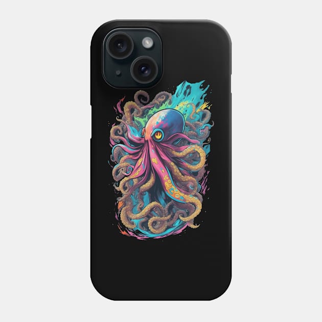 Colorful ocean cute Octopus kraken sea monster lots of pretty pastel colors Phone Case by Terror-Fi