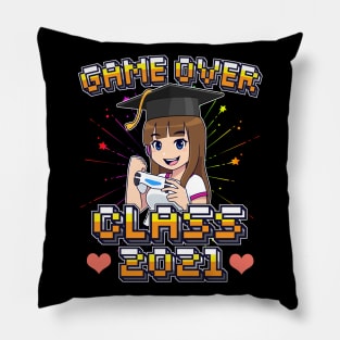 Game Over Class of 2021 Graduation Girl Loves Anime Gaming Pillow