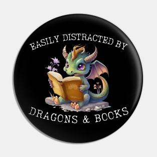 Easily Distracted By Dragons And Books Introvert Antisocial Pin