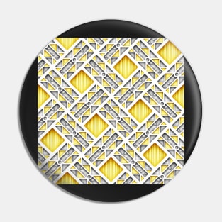 3d Yellow and Gray Geometric Pattern, Rhombic Motif Pin