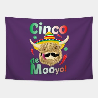 Scottish Highland Cow Celebrates Cinco De Mayo Tapestry