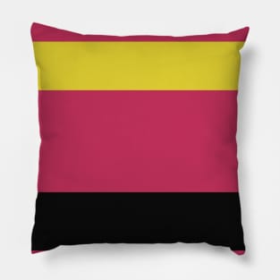 A single concoction of Very Light Pink, Raisin Black, Almost Black, Dark Pink and Piss Yellow stripes. Pillow