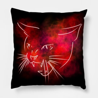 Flaming Cat Face in Galaxy Pillow