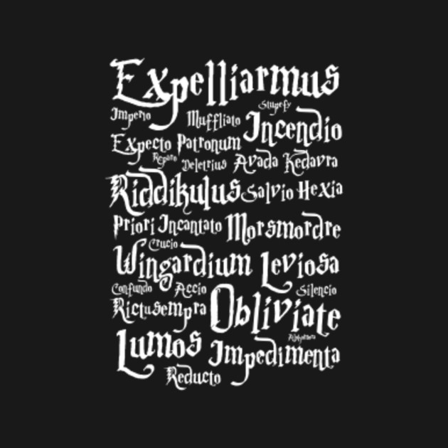 Magic Spells - Harry Potter - T-Shirt | TeePublic