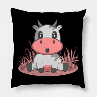 Cute Cartoon Chibi Cow Art | Cow Lover Gift Pillow