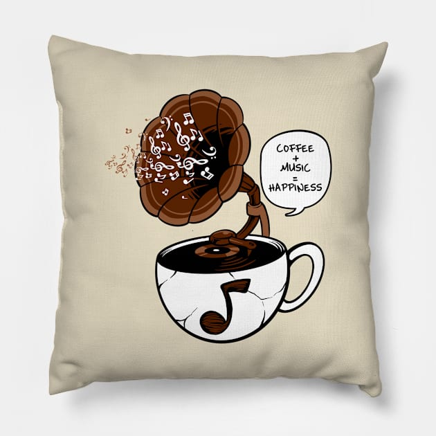 coffee and music Pillow by spoilerinc