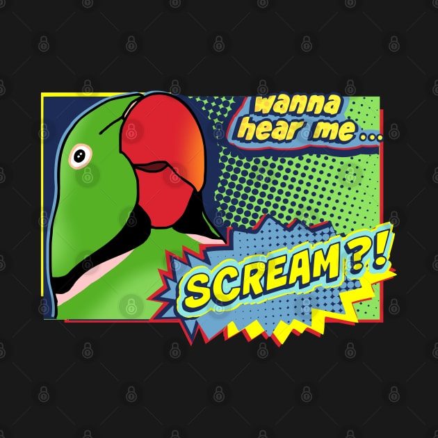 Wanna hear me Scream? Green Alexandrine Parrot Comic by FandomizedRose