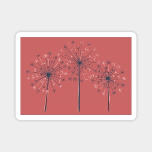 Pinks Dandelions linocut Magnet