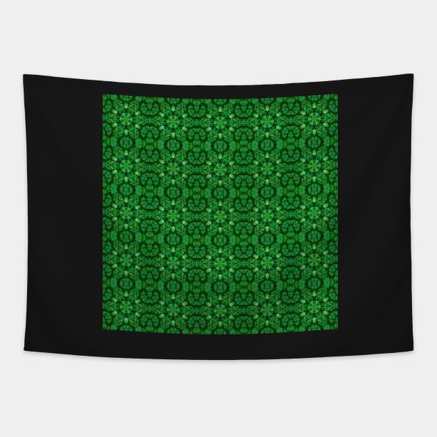 Green Clover Kaleidoscope pattern 6 Tapestry by Swabcraft