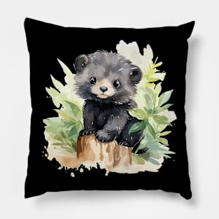 watercolor cute binturong Pillow