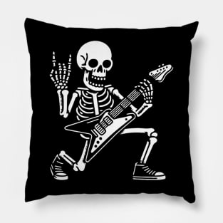 Skeleton Playing Heavy Metal Guitarrock Skeleton Playing Guitarskeleton Rocker Pillow
