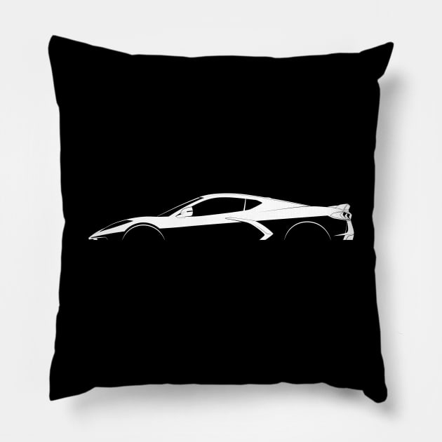 Chevrolet Corvette Stingray Z51 (C8) Silhouette Pillow by Car-Silhouettes