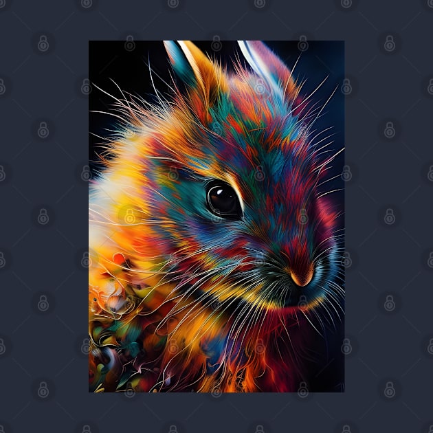 Colorful Year of the Rabbit 01 - Chinese Lunar Year Zodiac Sign or Easter Bunny Digital AI Art by Christine aka stine1