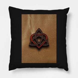 Celtic Knotwork Valentine Heart Wood Texture 2 Pillow