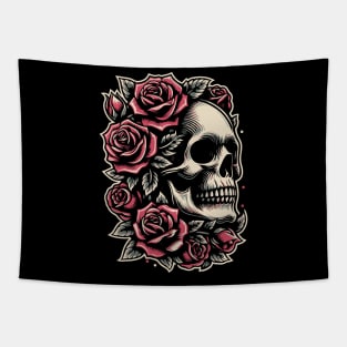 gothic skull with roses Tapestry