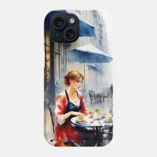 beauitful woman on parisian cafe Phone Case