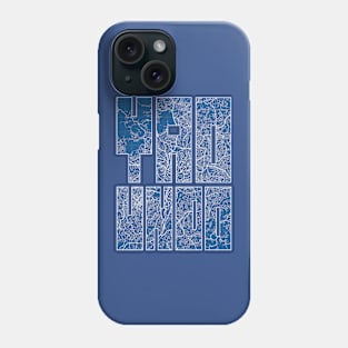 Yaounde, Cameroon City Map Typography - Blueprint Phone Case