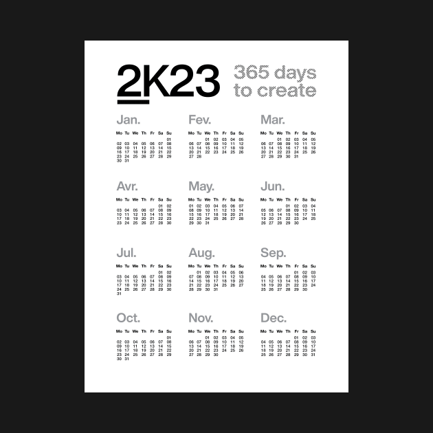 2K23 - 365 days to create - 2023 Calendar - white version by sub88