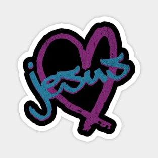 I Love Jesus Vintage 80's & 90's Purple and Blue Magnet