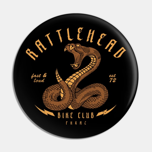 Rattlehead Bike Club Mountain Biking Graphic Pin by pedalhead