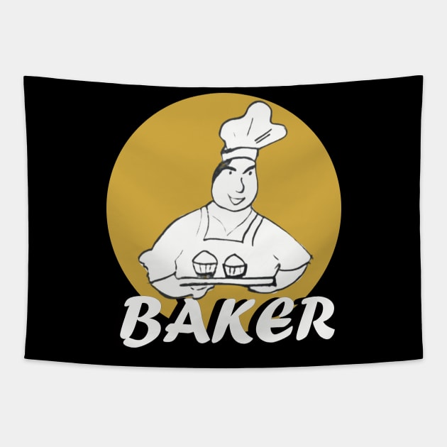 Baker bakery chef hand drawn Tapestry by 4wardlabel