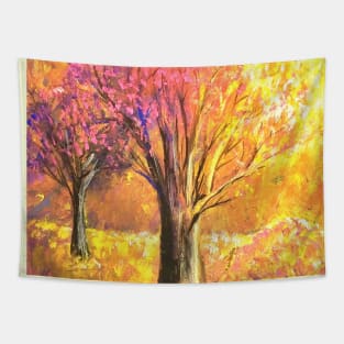 Trees in Surnrise Original Painting Tapestry