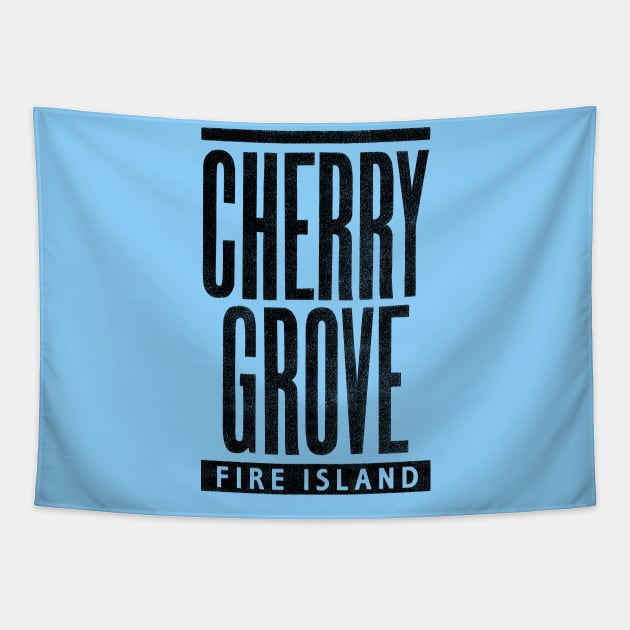 Cherry Grove Black Text Tapestry by MatchbookGraphics