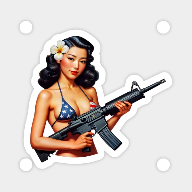 Pinup Girl Magnet by Rawlifegraphic