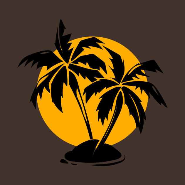 tropical Paradise Palm trees and sun by RedLineStore