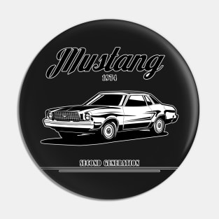 Ford Mustang second generation 1974 vintage cobra pony GT  illustration graphics Pin