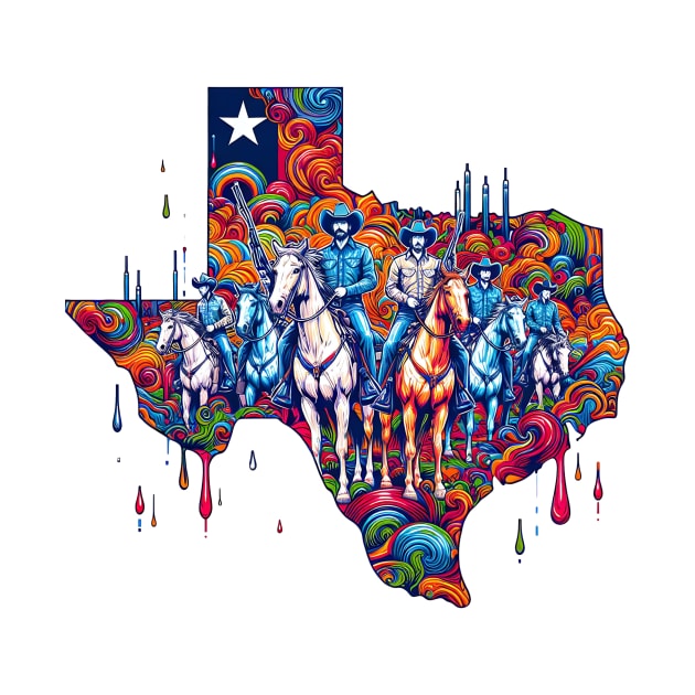 Texas Painting Dripping Cowboy Squad by Publicfriends